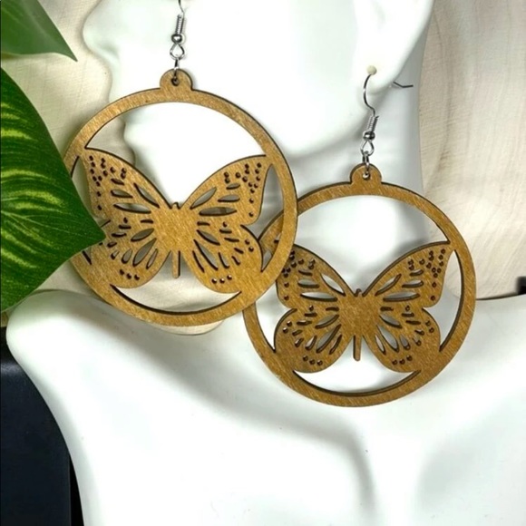 The Balanced Lotus Jewelry - B2G1🦋Boho Wooden Butterfly Earrings | Hollow Out | Laser Cut | Statement 🤎